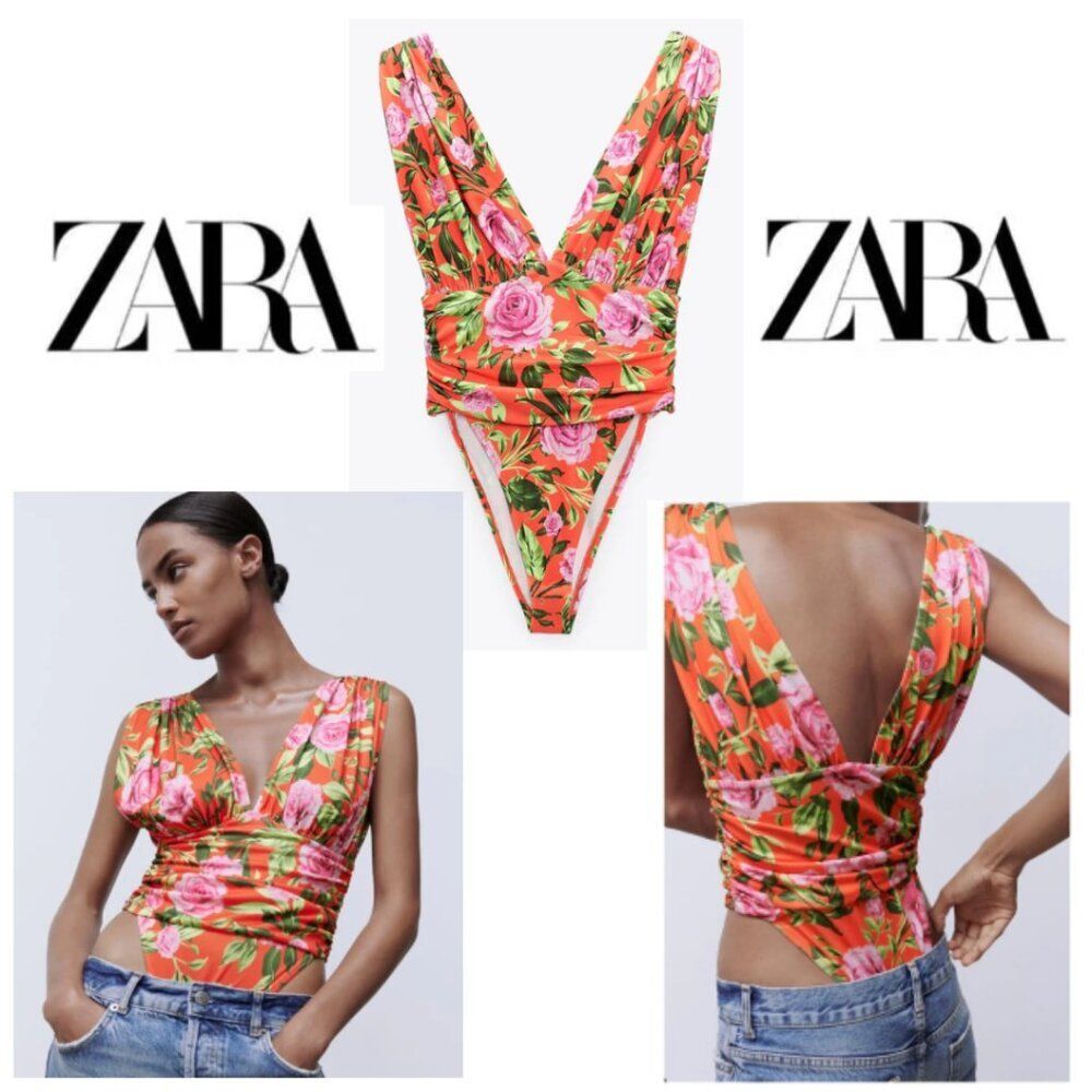 Zara Floral Draped Bodysuit